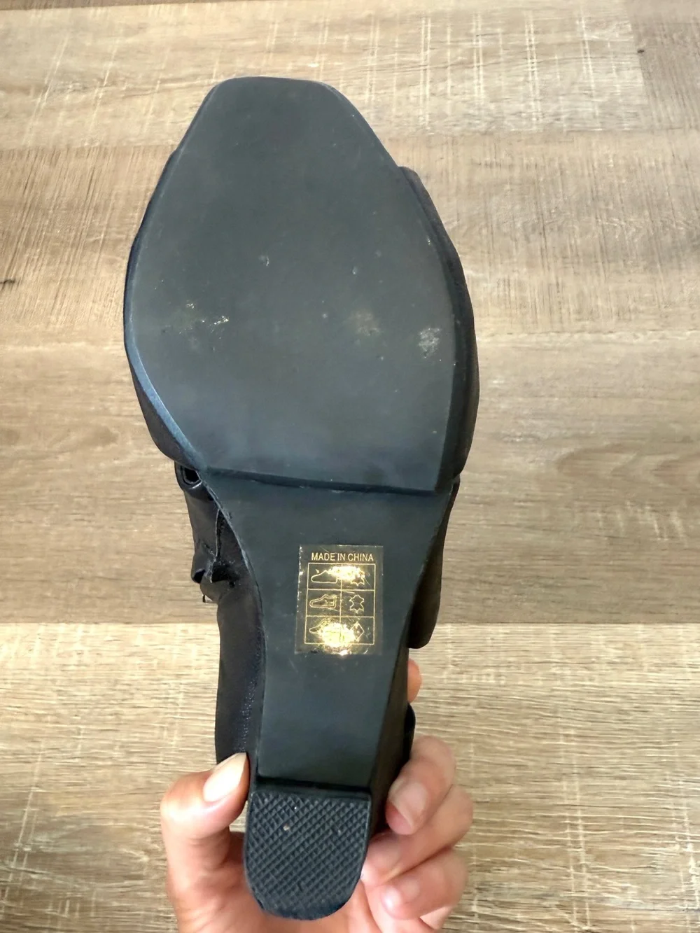 Farylrobin Size 8 Madison Black Leather Wedge Open Toe Sandals